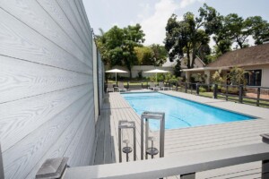 composite decking around inground pool